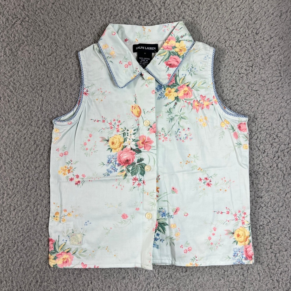 Ralph Lauren Pajama Set Girls Size 5 Mint Green Floral Avignon Sleeveless Pants